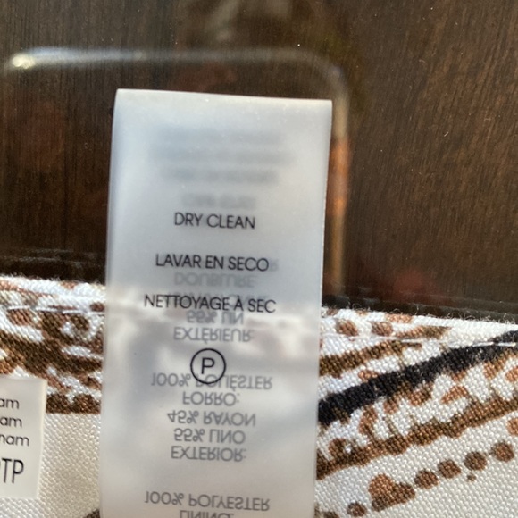 Calvin Klein Petite Size Paisley Print Slim Leg Linen-Blend Ankle Pants - Picture 7 of 14